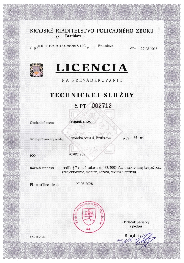 Licencia na bezpečnostné systémy